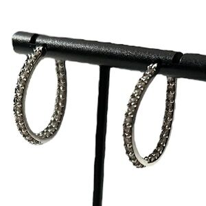 Stunning Silver Hoop Earrings with elegant crystal accents